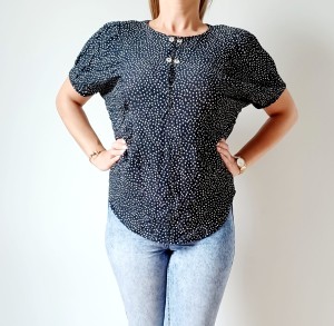 Pudełkowa bluzka vintage w kropeczki