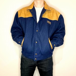 Kanadyjska wełniana kurtka ze skórzanymi wstawkami